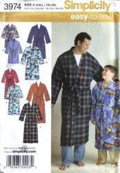 3974 SIMPLICITY HUSKY BOY S-L,BIG TALL MR 1XL-5XL WRAP ROBE LENGTHS PATTERN